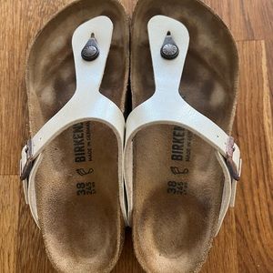 Size 38 Birkenstocks, worn 3 times. Pearl white